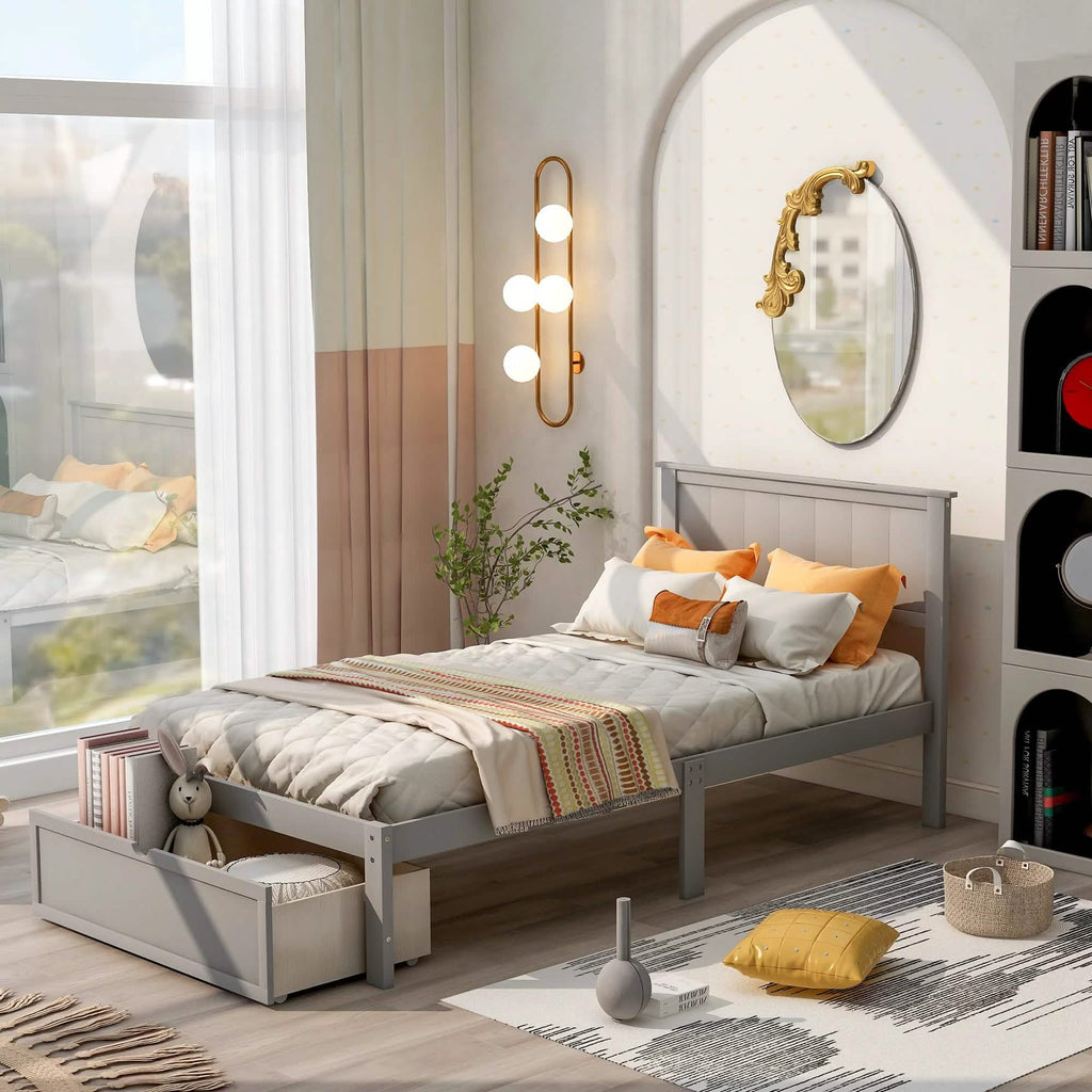 Twin Size Platform Bed with Storage