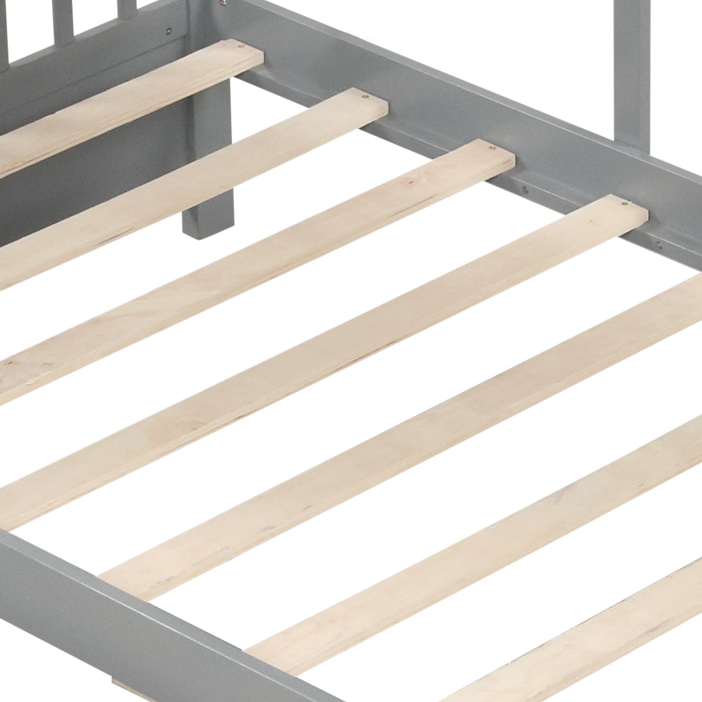 Twin Size House Bed with 2 Storage Drawers and Fence Guardrails