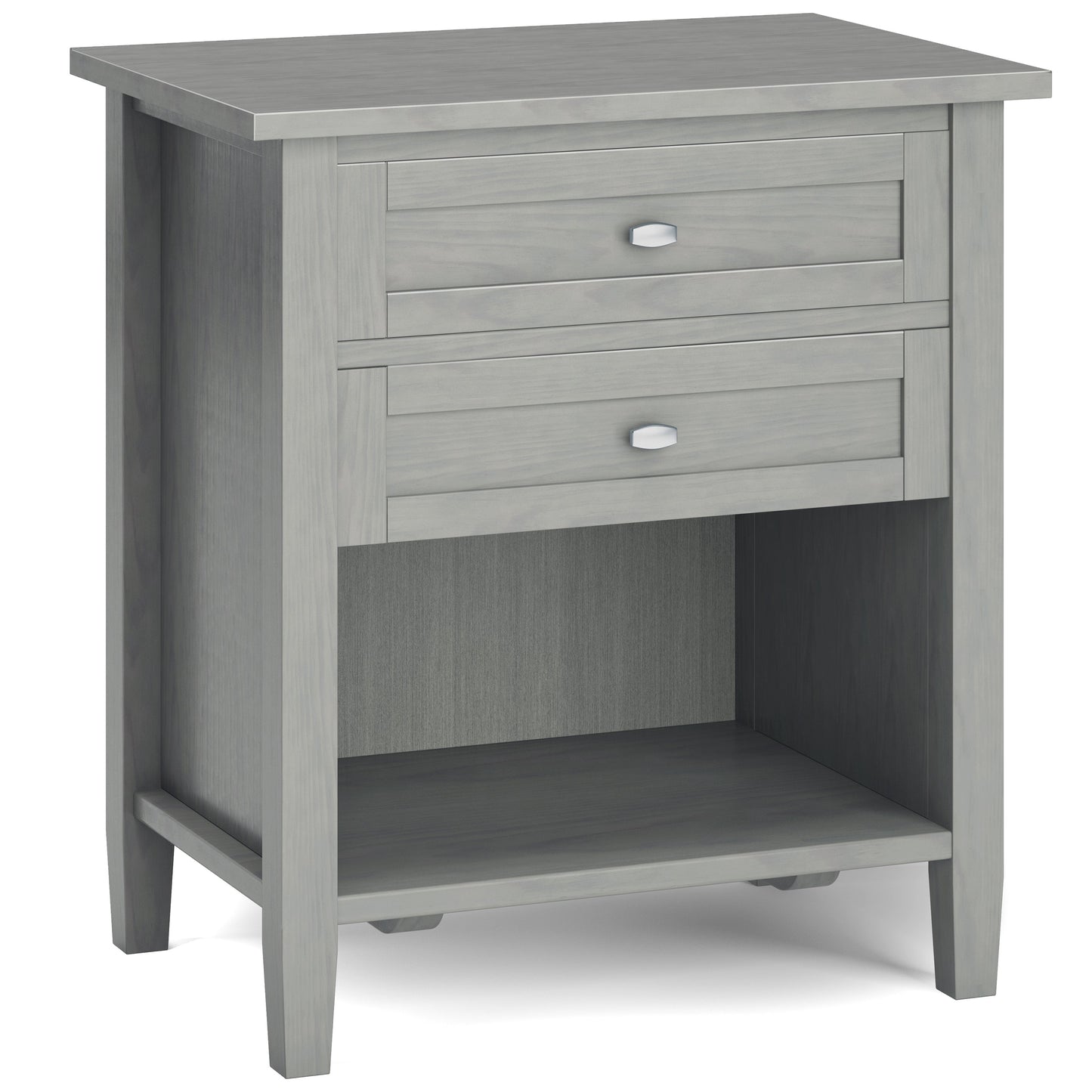 Warm Shaker Solid Wood Nightstand in Fog