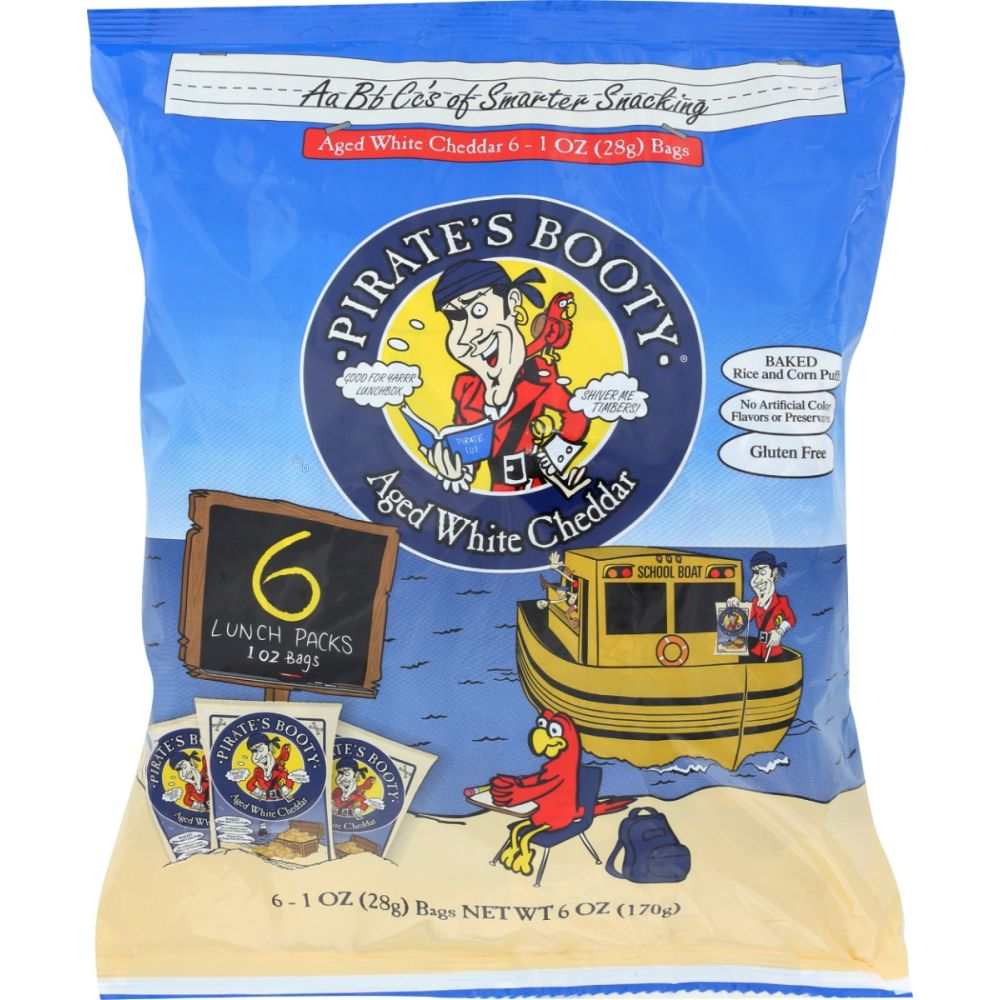 PIRATE BRANDS: Aged White Cheddar Rice and Corn Puffs 6Pk, 6 oz