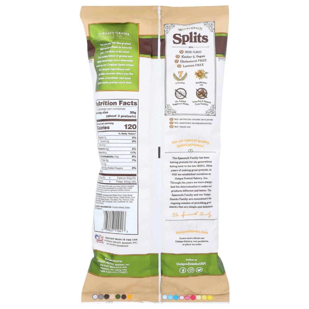 UNIQUE: Multi Grain Splits Pretzels, 11 oz
