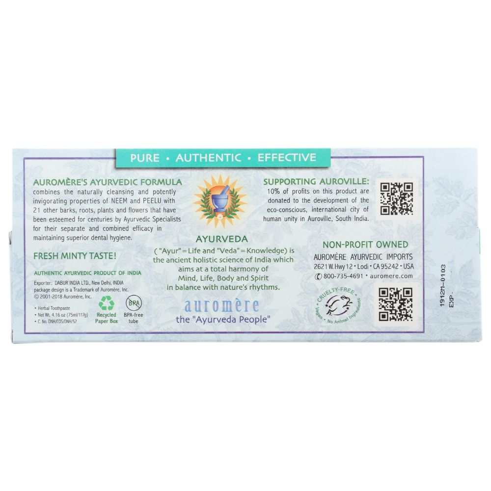 AUROMERE: Fresh Mint Ayurvedic Toothpaste, 4.16 oz