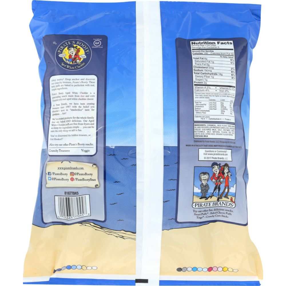 PIRATE BRANDS: Aged White Cheddar Rice and Corn Puffs 6Pk, 6 oz