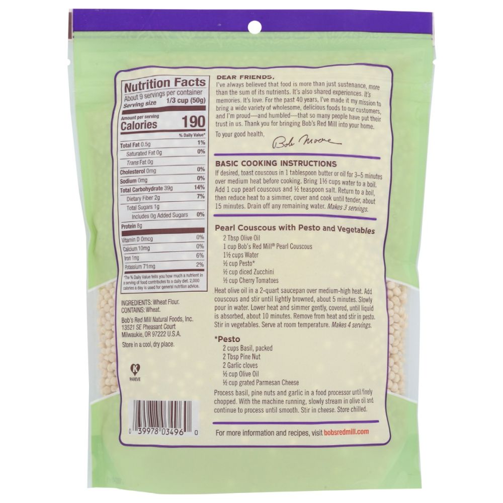BOB'S RED MILL: Traditional Pearl Couscous, 16 oz