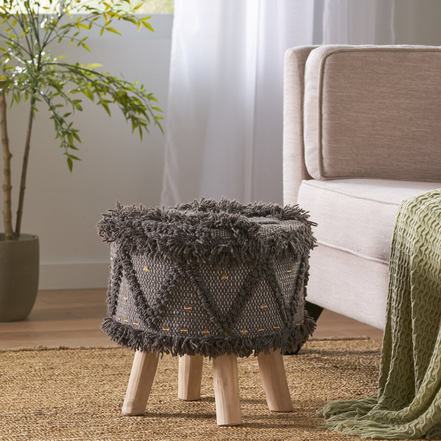 Roja Handcrafted Wool & Cotton Stool