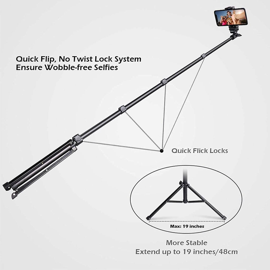 Trépied extensible UBeesize 51" avec télécommande Bluetooth