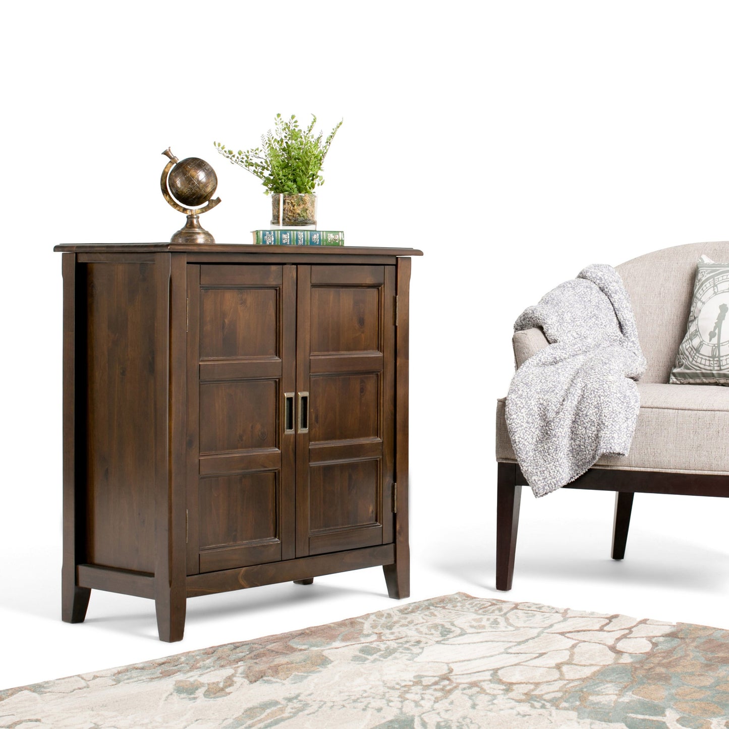 Burlington 30 Inch Wide Solid Wood Low Storage Cabinet in Mahogany
