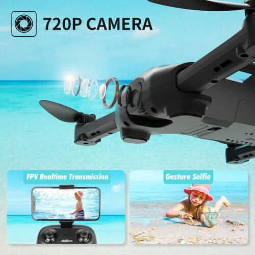Drone quadrirotor RC pliable UDIRC FPV WiFi avec caméra HD 720P et 2 batteries U73