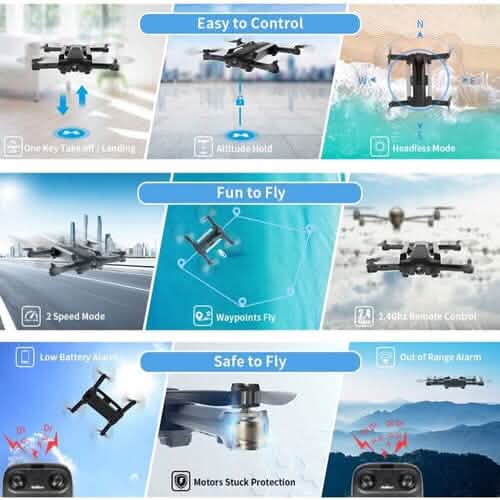 Drone quadrirotor RC pliable UDIRC FPV WiFi avec caméra HD 720P et 2 batteries U73