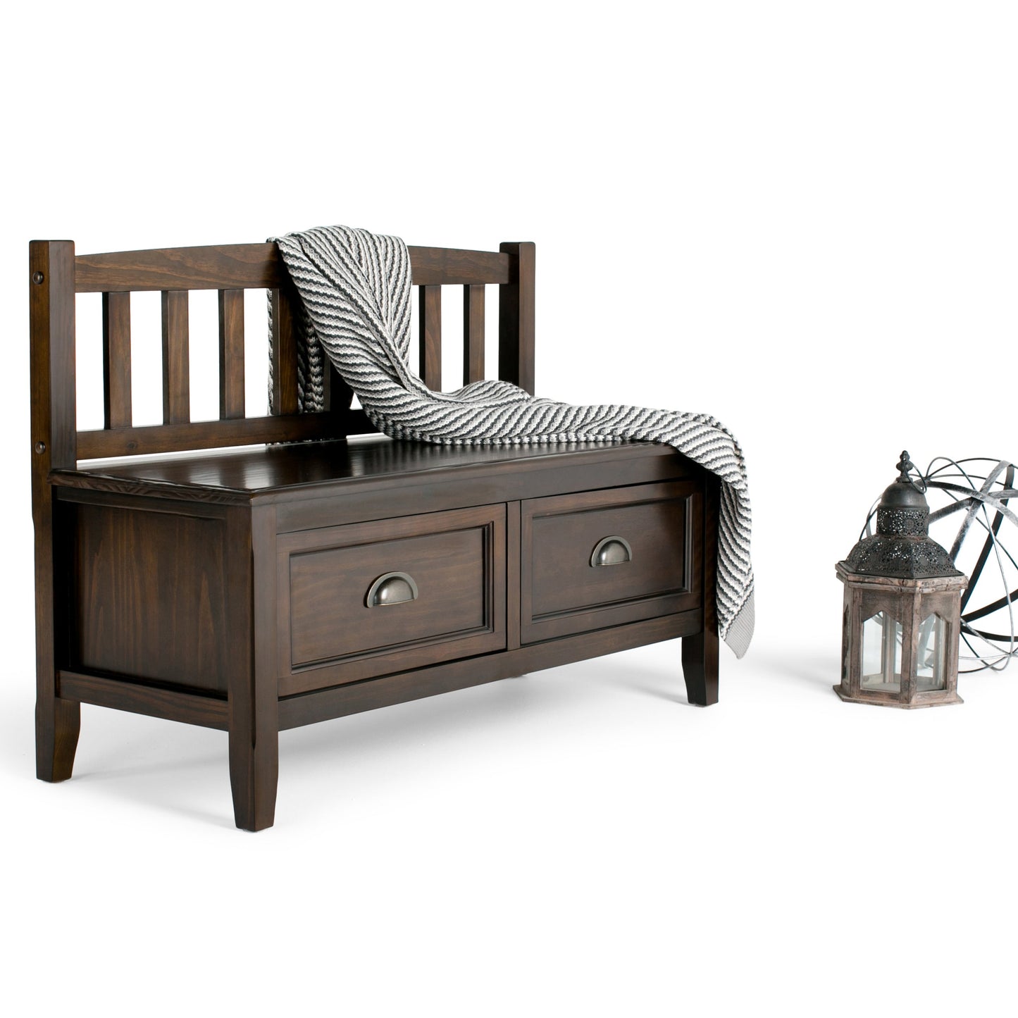 Burlington 42 Inch Wide Solid Wood Entryway Storage Bench with Drawers