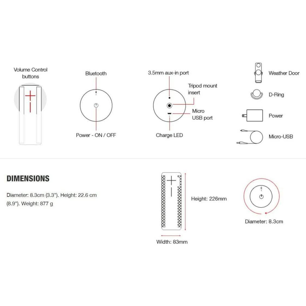 Ultimate Ears MEGABOOM ポータブル防水＆耐衝撃Bluetoothスピーカー（リファービッシュ品）