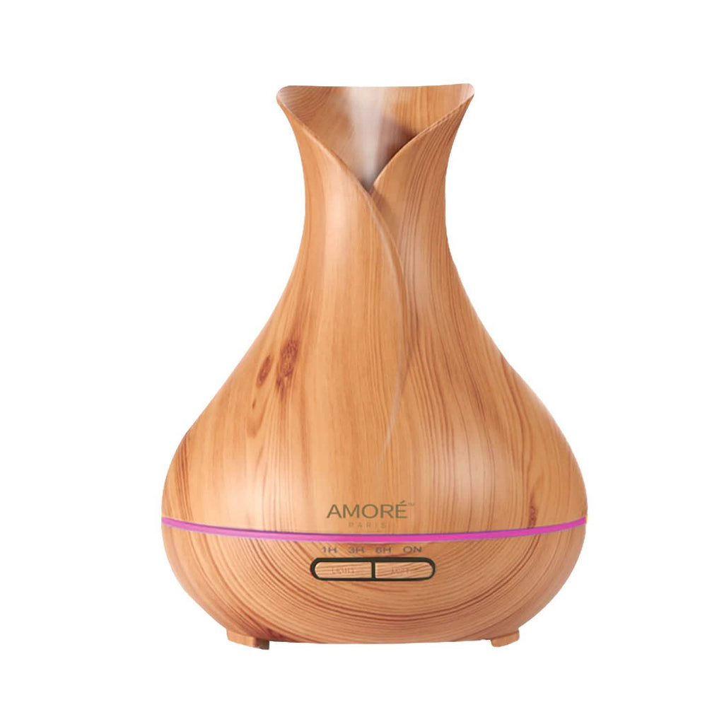 Humidificateur d'air ultrasonique aspect bois avec 7 lumières LED changeantes de couleur