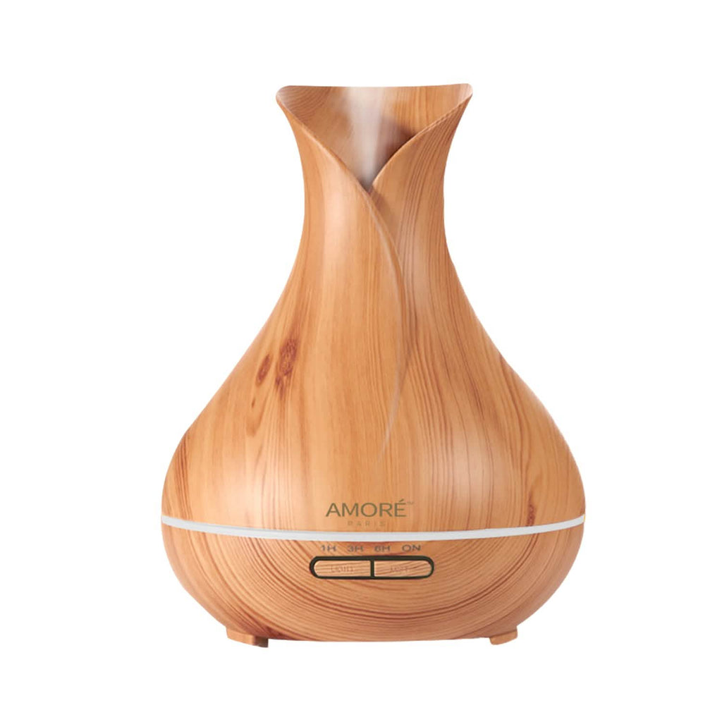 Humidificateur d'air ultrasonique aspect bois avec 7 lumières LED changeantes de couleur