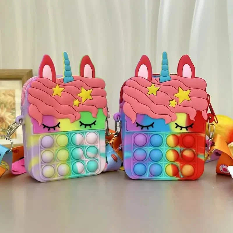 Sac bandoulière Licorne avec boutons pop fidget