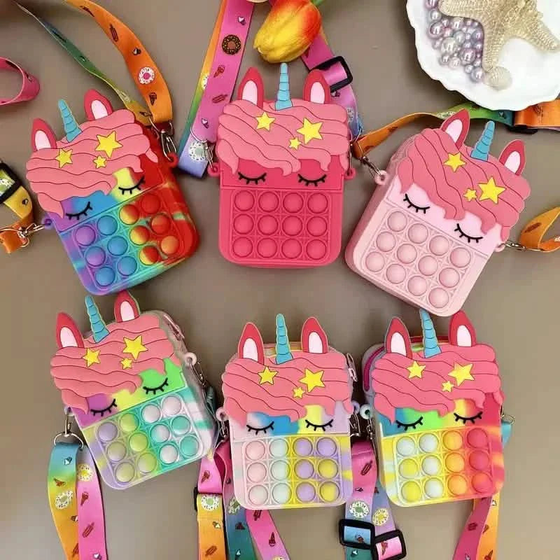 Sac bandoulière Licorne avec boutons pop fidget