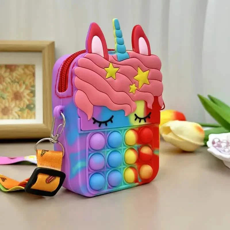 Sac bandoulière Licorne avec boutons pop fidget