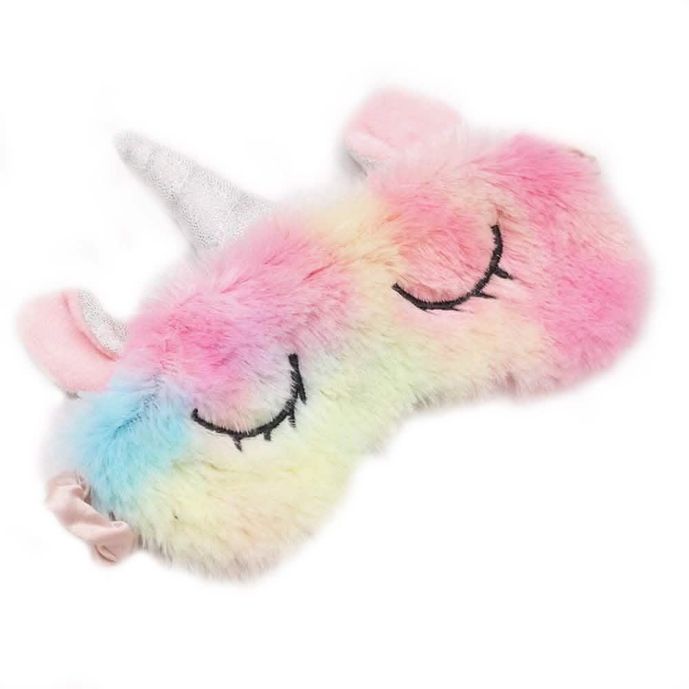 Ensemble de pantoufles et masque de nuit licorne en peluche
