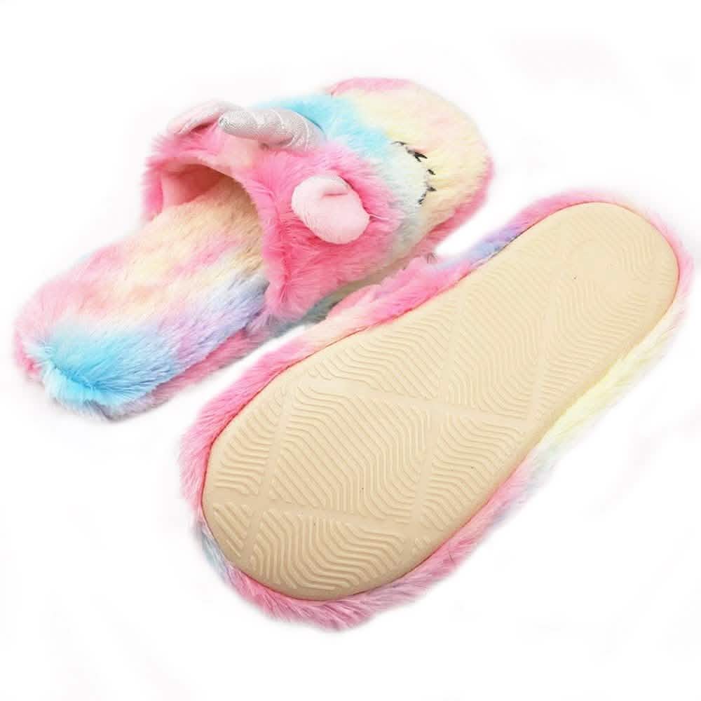 Ensemble de pantoufles et masque de nuit licorne en peluche