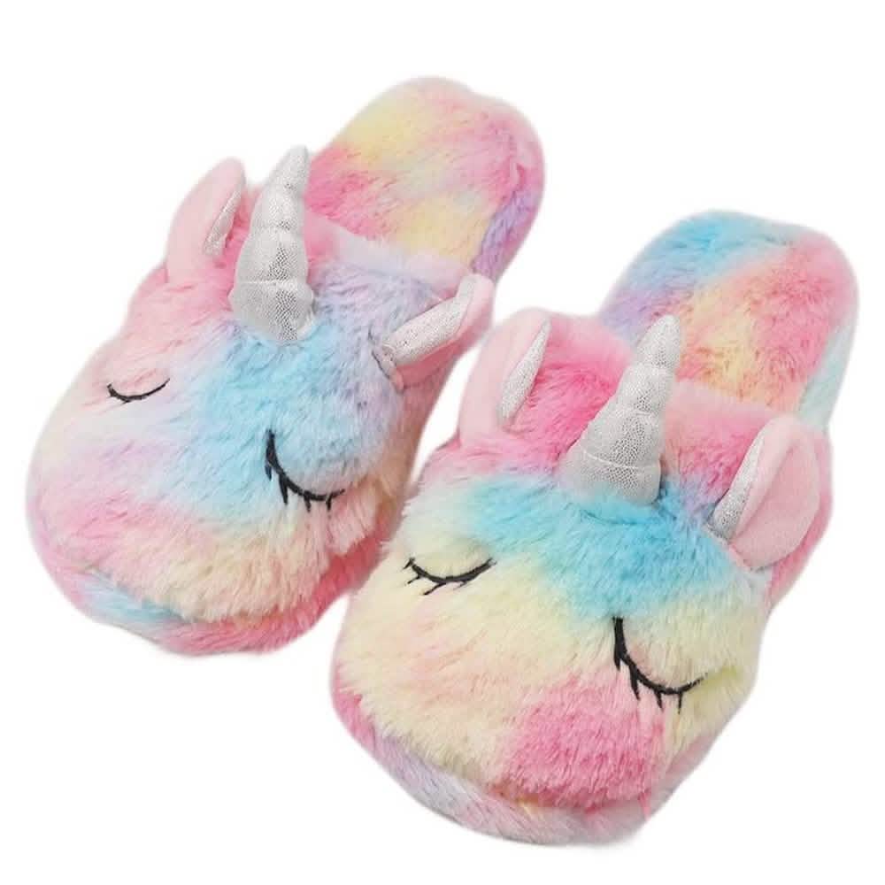 Ensemble de pantoufles et masque de nuit licorne en peluche