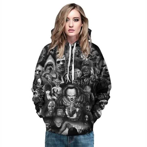 Sweats à capuche unisexe avec crânes imprimés en 3D