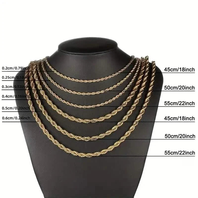 European Classic Twist Necklace Rope Chain