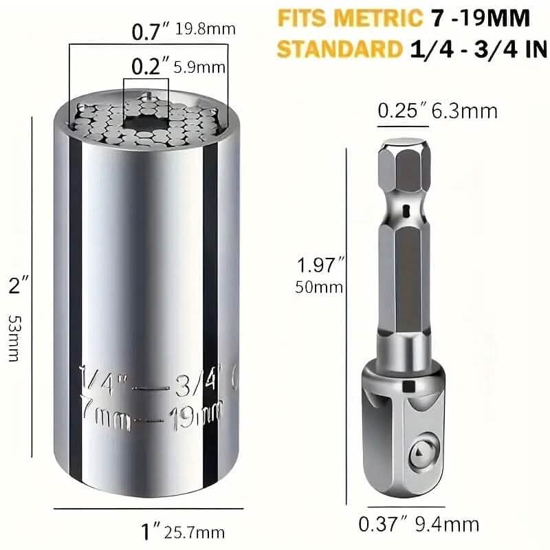 万能トルクレンチ 7-19mm 六角形 多機能ユニバーサルソケット