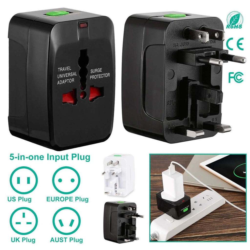 Universal Travel Adapter with 4 Interchangeable Plugs