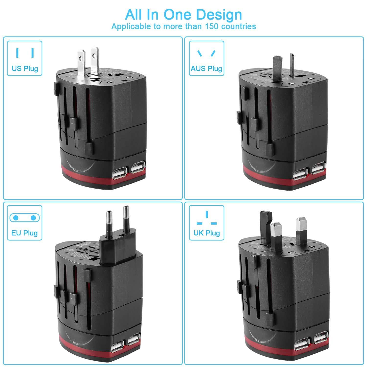 Universal Travel Power Adapter All in One Wall Charger