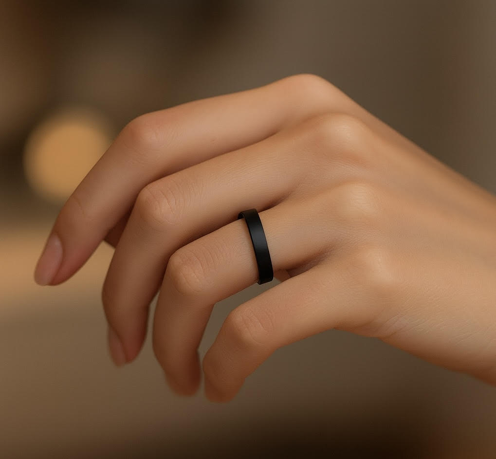 RG105B B.Tiff Plain Black Ceramic Ring [Thin Band]