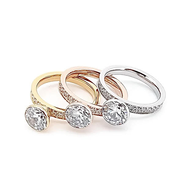 RG112G B.Tiff Gold 2 ct Solitaire Pave Engagement Ring [Thin Band]