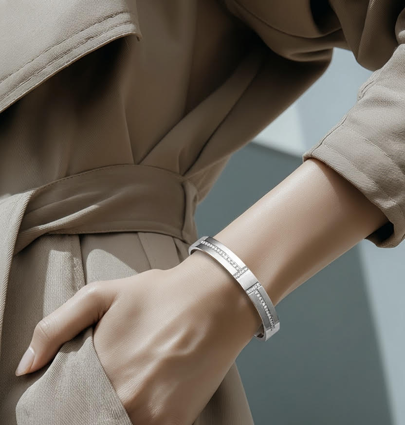 BG107W B.Tiff Pavé Harmony Bangle Bracelet