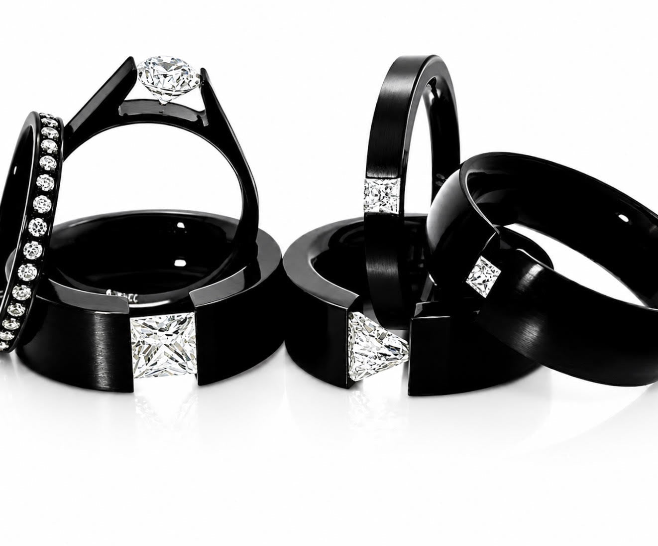 RG113B B.Tiff Black 1 ct Trillion Cut Solitaire Ring [Wide Band]
