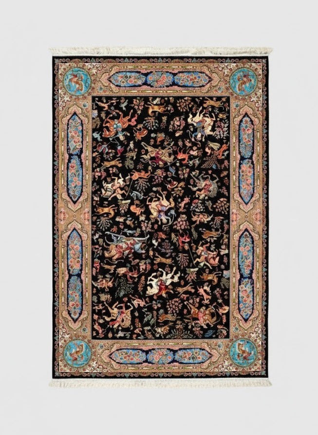 Exquisite 100% Silk Persian Design Rug – Elegant and Luxurious, size  6' 7" x 9' 10"