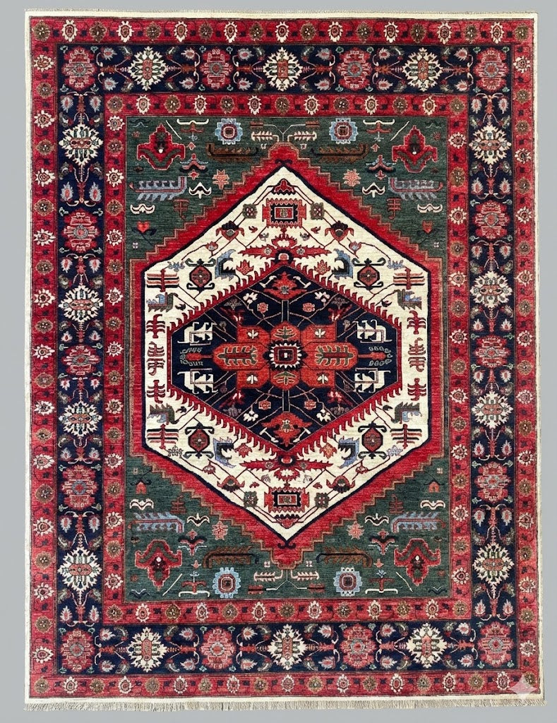Hand-Knotted Heriz Vegetable-Dyed Wool Rug, 9' 1" x 12' 2"