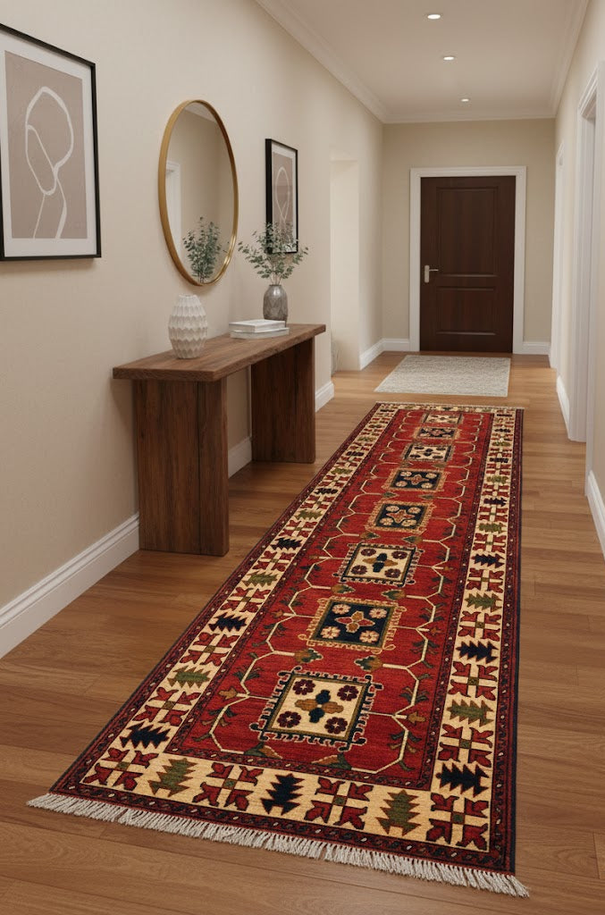 Terkaman Tribal Afghan Oriental Rug, size 2' 11" x 9' 7"  (Q)