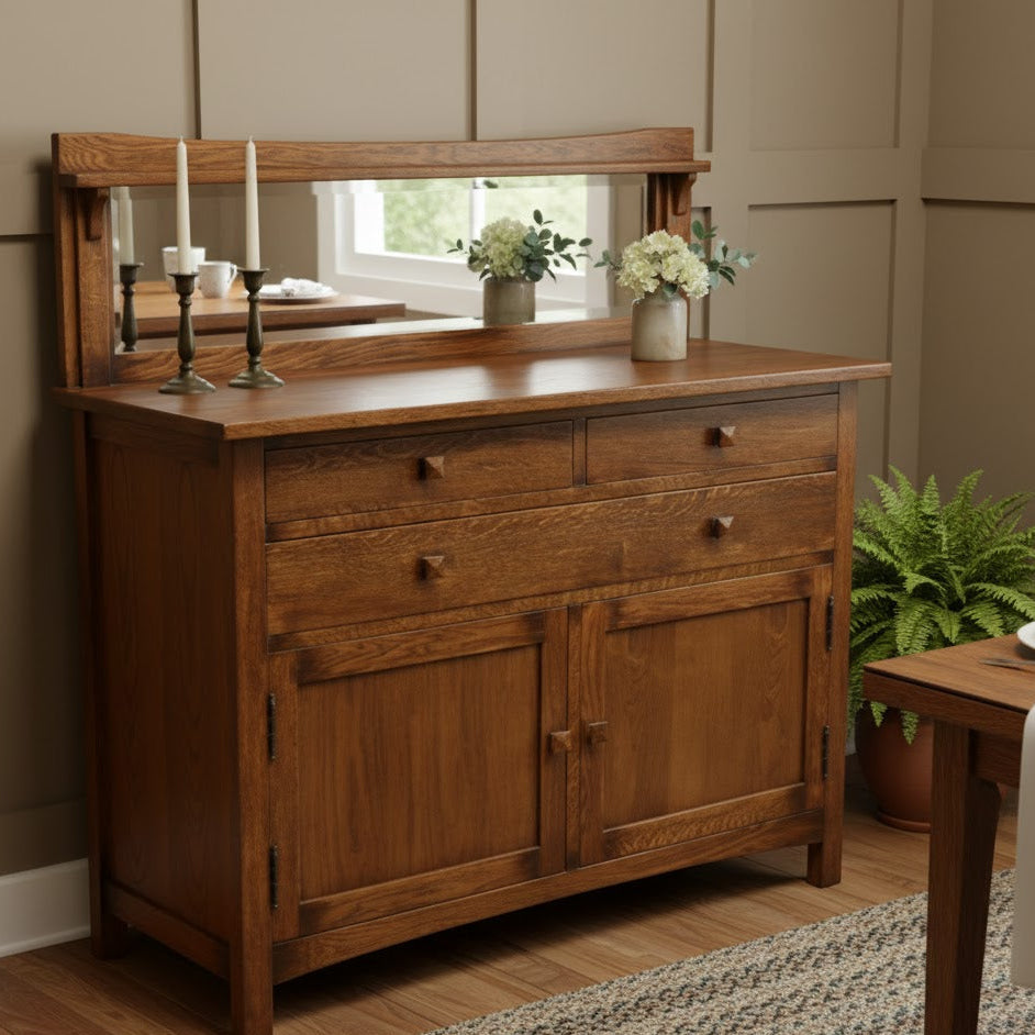 Mission Buffet Cabinet with Mirror - Dark - 50"