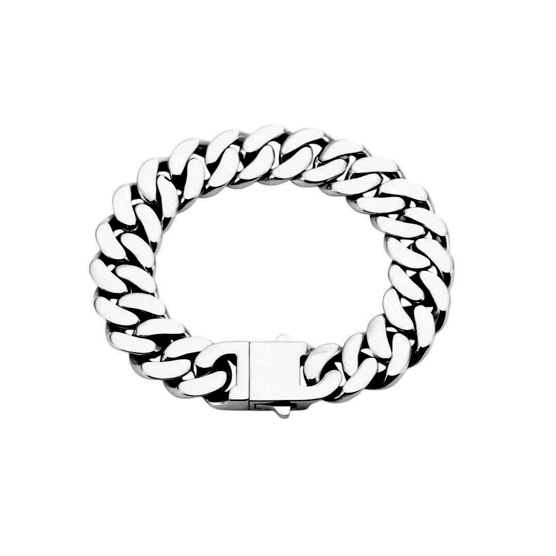 BG160W B.Tiff High Polish 16mm Flat Cuban Link Bracelet
