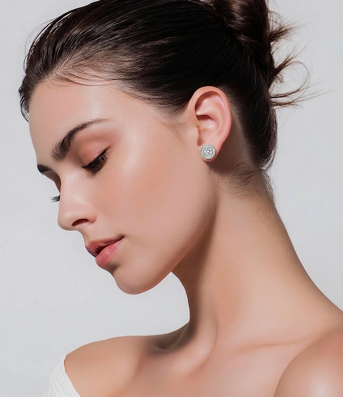 ER125RG B.Tiff Rose Gold Pavé 1 ct Aŭreolo Earrings