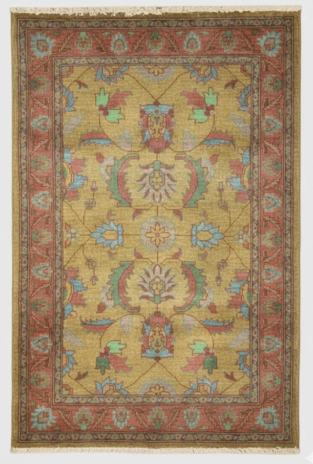 Hand-Knotted Sultanabad Vegetable-Dyed Wool Rug, 3' 4" x 5' (K)