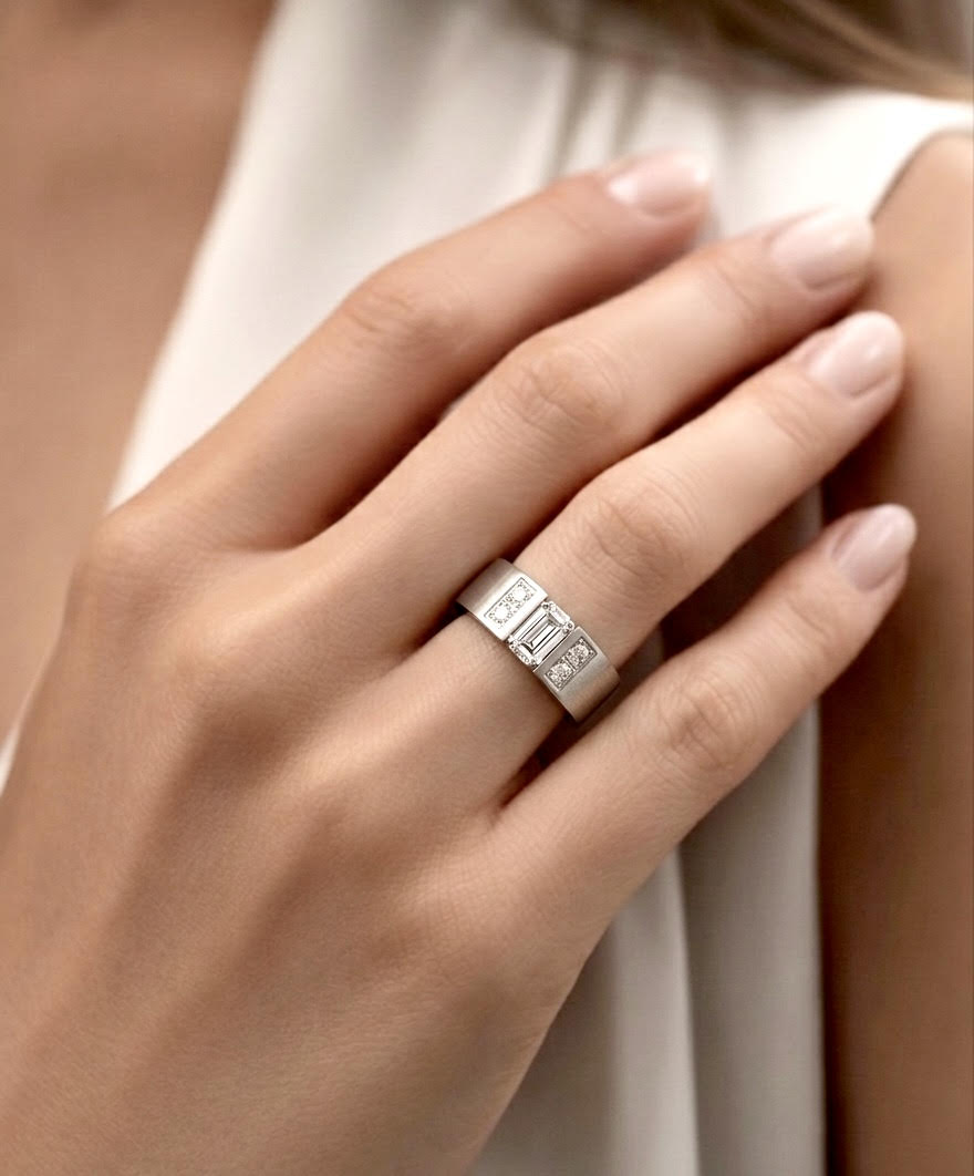RG608W B.Tiff "Amikoj" 1/3 ct Emerald Cut Ring