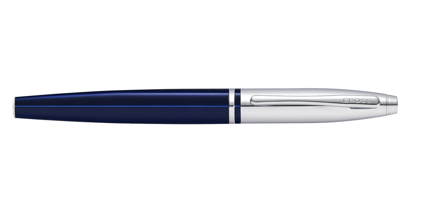 Calais™ Chrome & Blue Lacquer Rollerball Pen