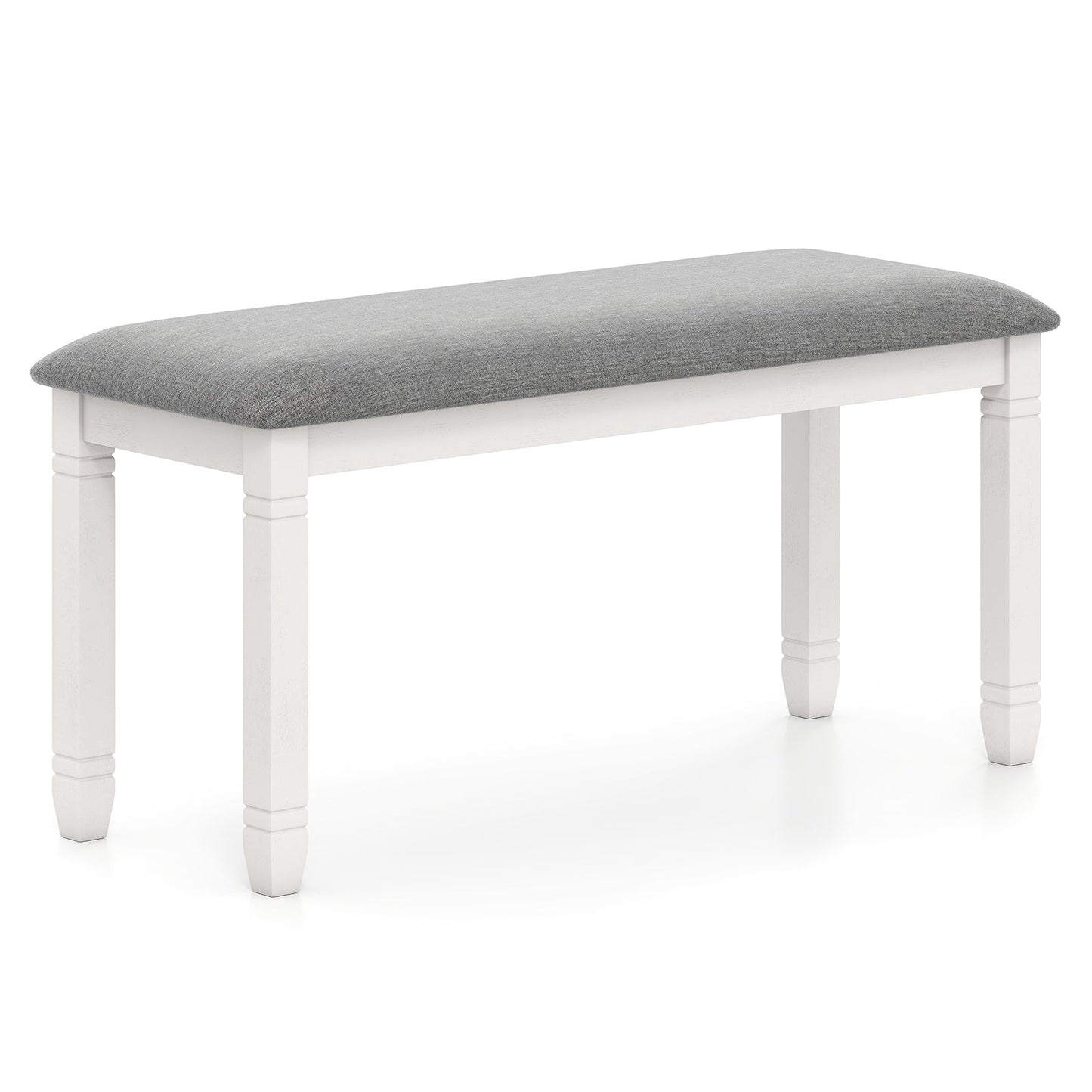 Upholstered Bedroom Bench with Padded Seat and Solid Wood Legs-Gray