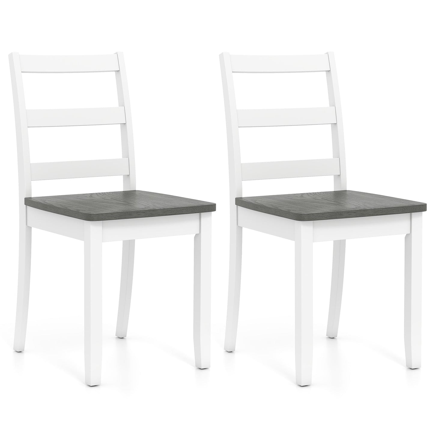 Set of 2 Wood Dining Chairs with Solid Rubber Wood Legs