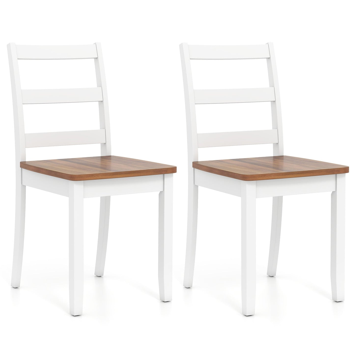 Set of 2 Wood Dining Chairs with Solid Rubber Wood Legs