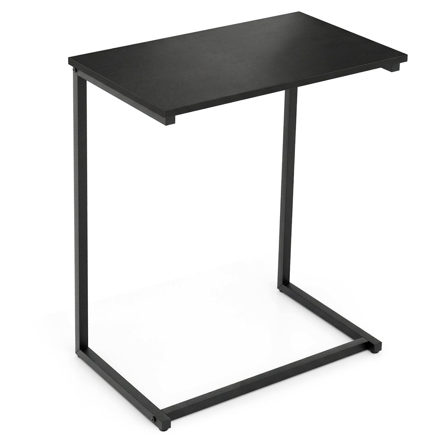 C-shaped Industrial End Table with Metal Frame