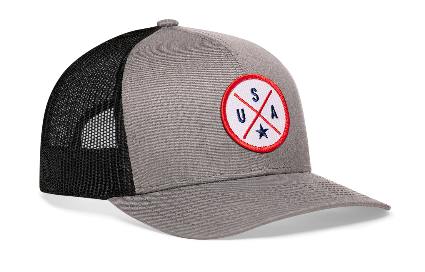 USA Trucker Hat  |  White-Red-Blue America Snapback