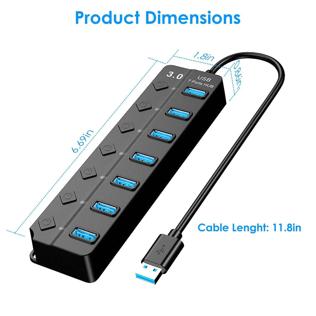 USB 3.0 HUB 7 Ports High Speed 5Gbps USB Splitter