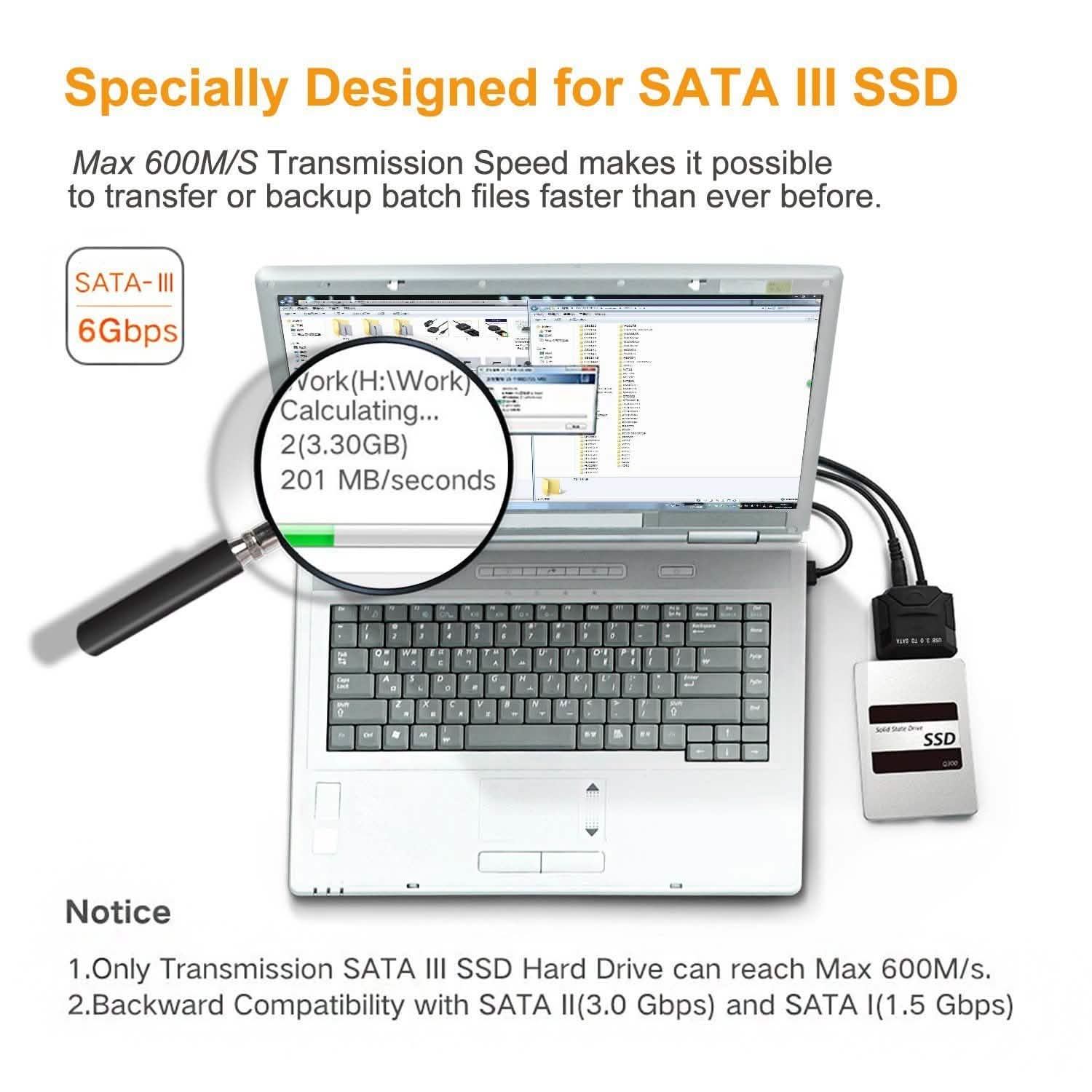 USB 3.0 to SATA変換アダプター 2.5"/3.5" SATA HDD/SSD用