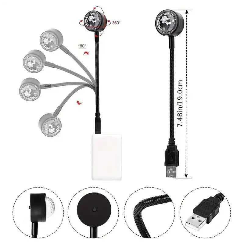 Lampe de projection USB avec effet de scène magique et rythme musical