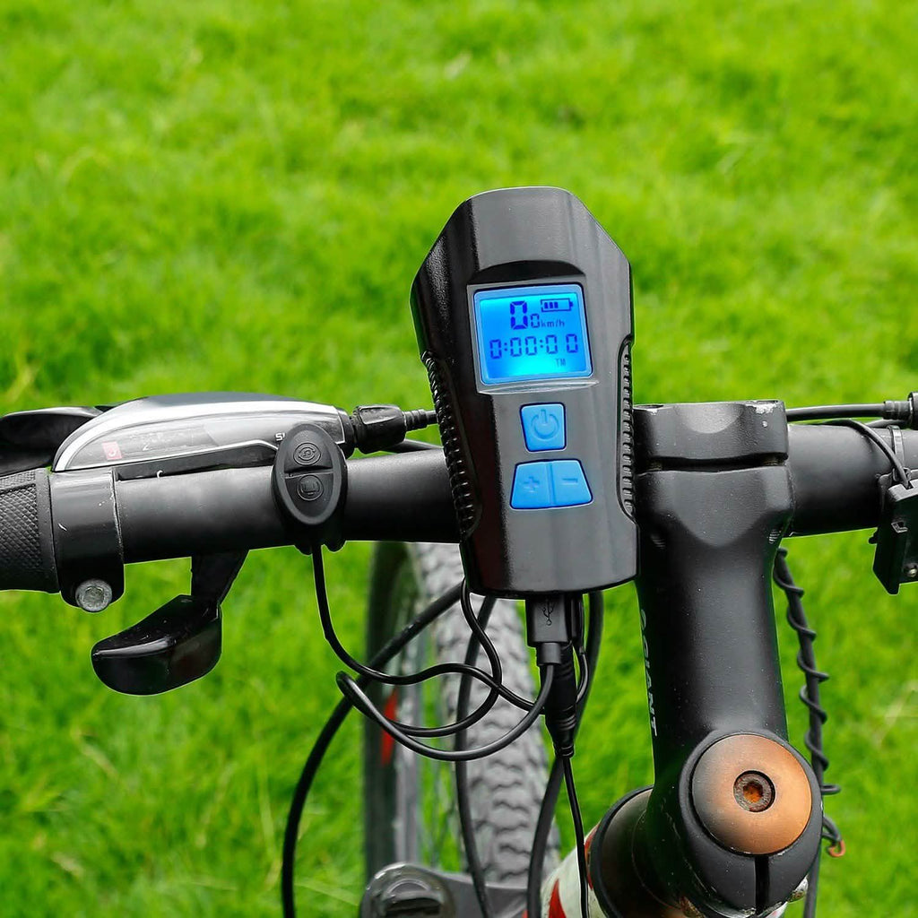 USB Rechargeable Bike Light Set with Speedometer and Odometer